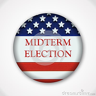 Midterm election pin button badge with american flag Stock Photo