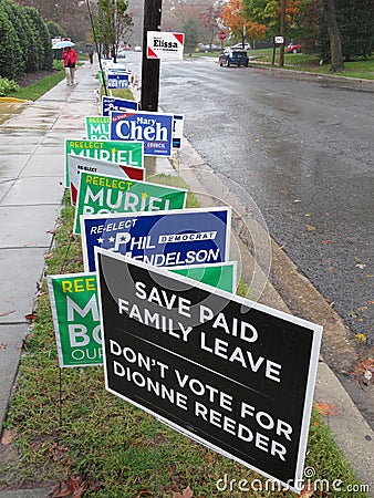 Midterm Election Signs in November Editorial Stock Photo