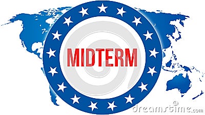 Midterm election on a World background, 3D rendering. World country map as political background concept. Voting, Freedom Democracy Stock Photo