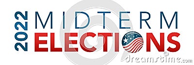 2022 Midterm Elections Design w Red White and Blue Vote Icon Vector Illustration