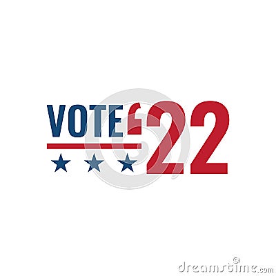 2022 Midterm Elections Design w Red White and Blue Vote Icon Vector Illustration