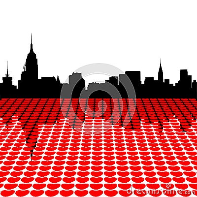 Midtown Manhattan with hearts Vector Illustration