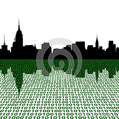 Midtown skyline with binary Vector Illustration