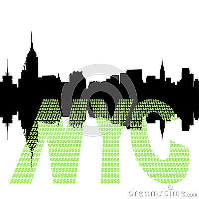 Midtown Skyline with dollar text Vector Illustration