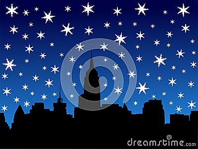 Midtown skyline in winter Vector Illustration