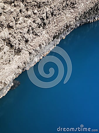 Midway Utah National Crater used for swimming soaking to relax muscles and Utahs deepblue scuba diving center Stock Photo