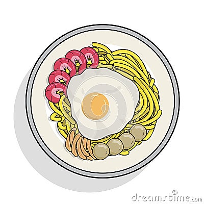 Fried noodle seafood illustration vector Vector Illustration