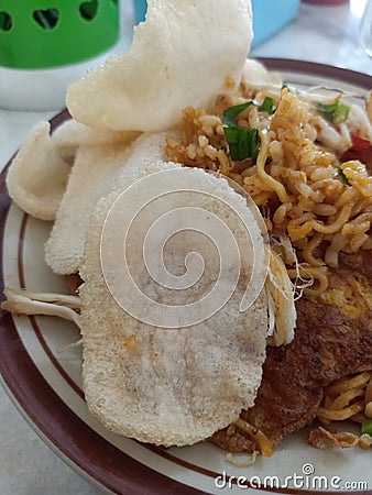 closeupof fried rice and crackers Stock Photo