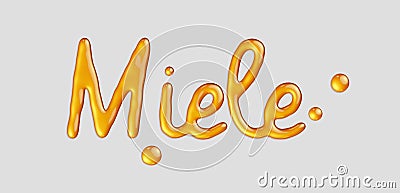 Miele, italian word for honey, 3d illustration, creative alphabet Cartoon Illustration