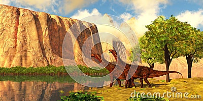 Mierasaurus Dinosaur Valley Stock Photo