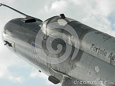 MiG 21 Lancer out of comission, used as a decoration, near Cluj, Romania, cockpit closeup. Editorial Stock Photo