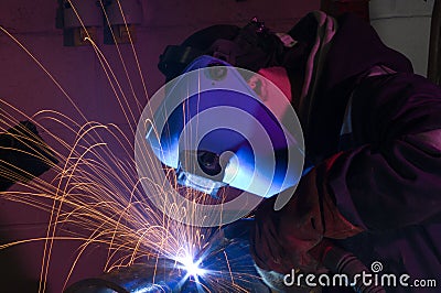 MIG welding close up Stock Photo