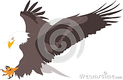 Mighty American Bald Eagle Flying in Midair Vector Illustration