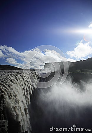 Mighty Dettifoss waterfall Stock Photo