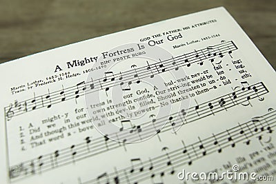 A Mighty Fortress is Our God Martin Luther Christian Hymn Editorial Stock Photo