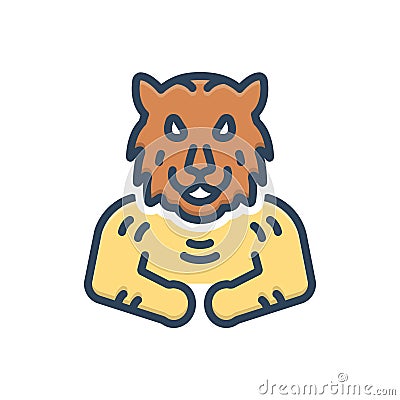 Color illustration icon for Mighty, animal and wield Vector Illustration