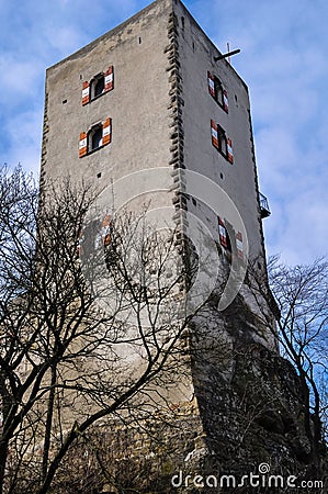 Mighty Tower of Castle Greifenstein in lower austria Stock Photo