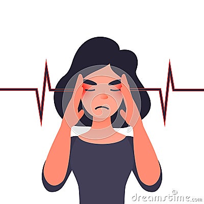 Migraine, health problems and pain head Vector Illustration