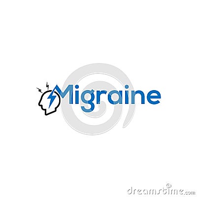 Migraine logo illustration. Headache logo with crack in a head. Pharmaceutical conceptual sign. migraine logo icon concept - vecto Vector Illustration