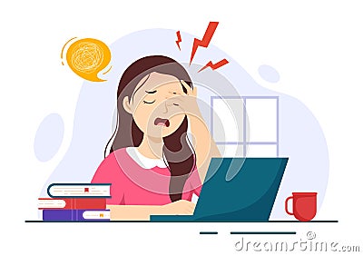 Migraine Vector Illustration People Suffers from Headaches, Stress and Migraines in Healthcare Flat Cartoon Hand Drawn Background Vector Illustration