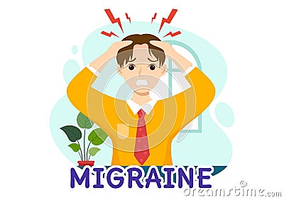 Migraine Vector Illustration People Suffers from Headaches, Stress and Migraines in Healthcare Flat Cartoon Hand Drawn Background Vector Illustration