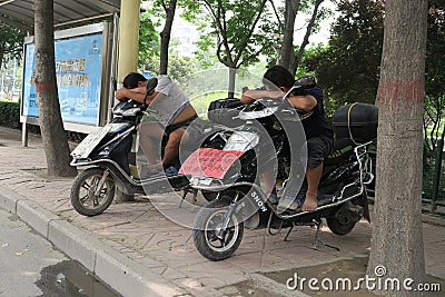 Migrant Workers Sleeping on the Streets of Chinese Cities Editorial Stock Photo