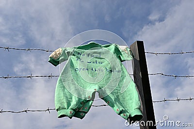 Migrants from Middle East waiting at hungarian border Editorial Stock Photo