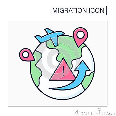 Migration crisis color icon Vector Illustration