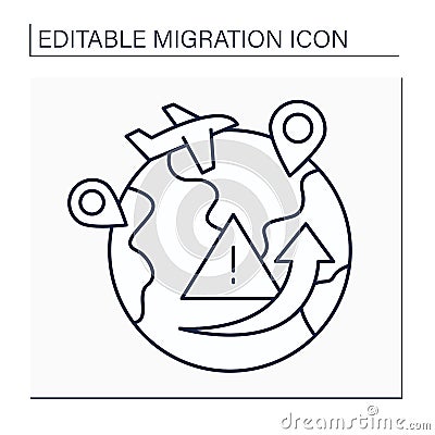 Migration crisis line icon Vector Illustration