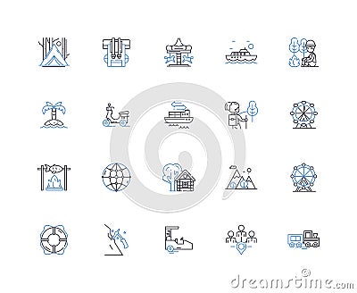 Migration line icons collection. Relocation, Immigration, Emigration, Mobility, Resettlement, Transit, Diaspora vector Vector Illustration