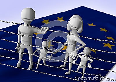 Migration to europe concept - crisis in european Cartoon Illustration