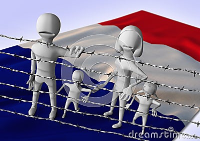 Migration to europe concept - crisis in France Cartoon Illustration