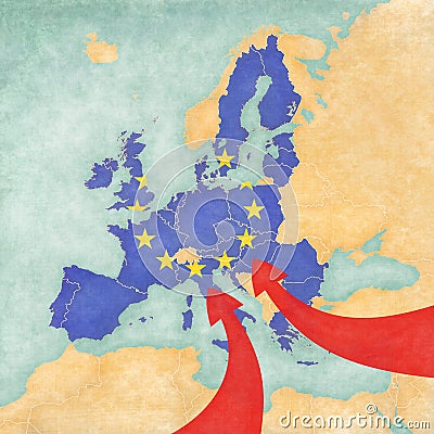 Migration to Europe Stock Photo