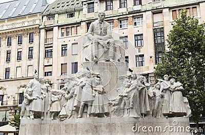 Mihály Vörösmarty statue in Budapest Editorial Stock Photo