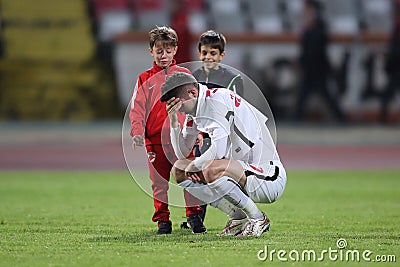 Miha Mevlja shocked after his teammate, Patrick Ekeng died on the football pitch Editorial Stock Photo