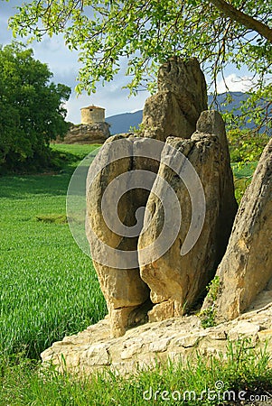 Mijaraluenga Menhir Stock Photo