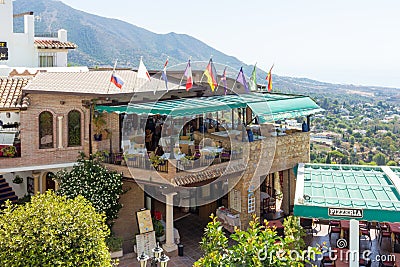 Clifftop restaurant. The town is a popular expat and tourist destination Editorial Stock Photo