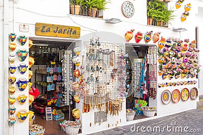 Souvenir shop in the main street. The town is a popular expat and tourist,area Editorial Stock Photo