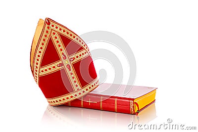 Mijter and book of sinterklaas Stock Photo