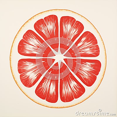Mike Gillies Grapefruit Quarter: Bold Lithographic Grocery Art Stock Photo