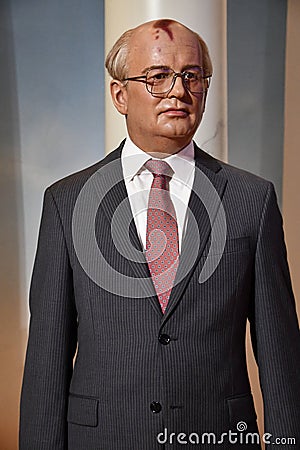 Mikhail Gorbachev statue at Madame Tussauds in Times Square in Manhattan, New York City Editorial Stock Photo