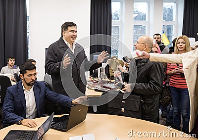 Mikhail Saakashvili on briefing for press Editorial Stock Photo