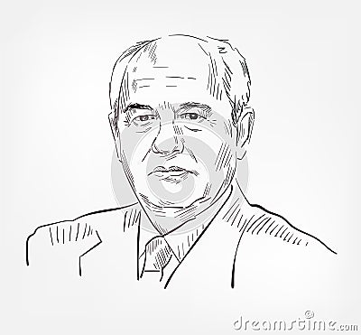 Mikhail Sergeyevich Gorbachev is a Russian and former Soviet politician famous Russian vector sketch isolated Editorial Stock Photo
