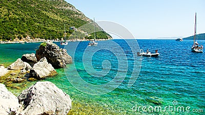 Mikros Gialos bay, Lafkada, Lefka, Levka island, Greece Stock Photo