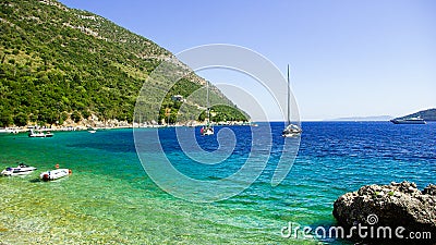 Mikros Gialos bay, Lafkada, Lefka, Levka island, Greece Stock Photo
