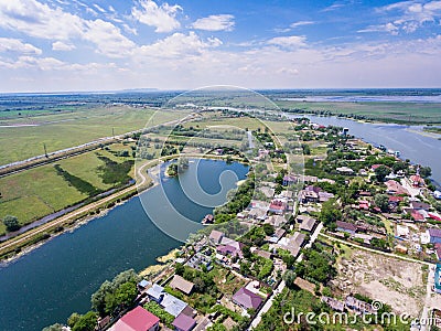 Mila 23 village Danube Delta Romania aerial view Stock Photo