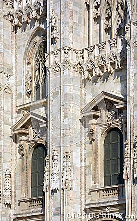 Milan Cathedral Duomo di Milano, detail of facade Stock Photo