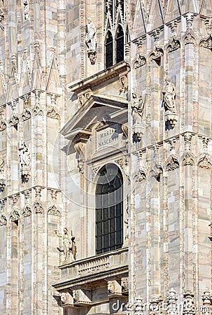 Milan Cathedral Duomo di Milano, detail of facade Stock Photo