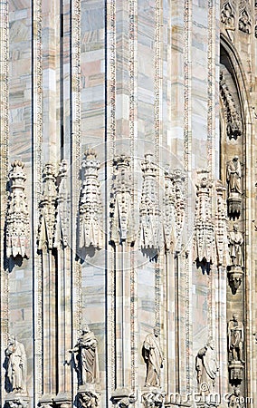 Milan Cathedral Duomo di Milano, detail of facade Stock Photo