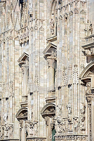 Milan Cathedral Duomo di Milano, detail of facade Stock Photo